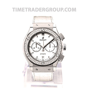 Hublot Classic Fusion Chronograph Titanium White Diamonds 42mm 541.NE.2010.LR.1104