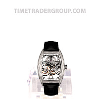 Franck Muller Skeleton Gemstone Black Leather 8880 B S6 SQT D