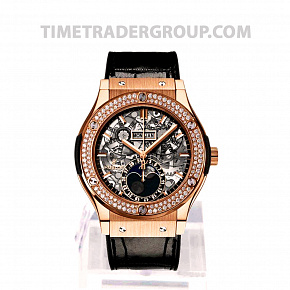Hublot Classic Fusion Aerofusion Moonphase King Gold Diamonds 45mm 517.OX.0180.LR.1104